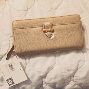 Anne Klein Wristlet Wallet zip up, Stone Beige, lots of pockets, NWT